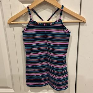Ivivva Black & Pastel Striped Spaghetti Strap Tank Top